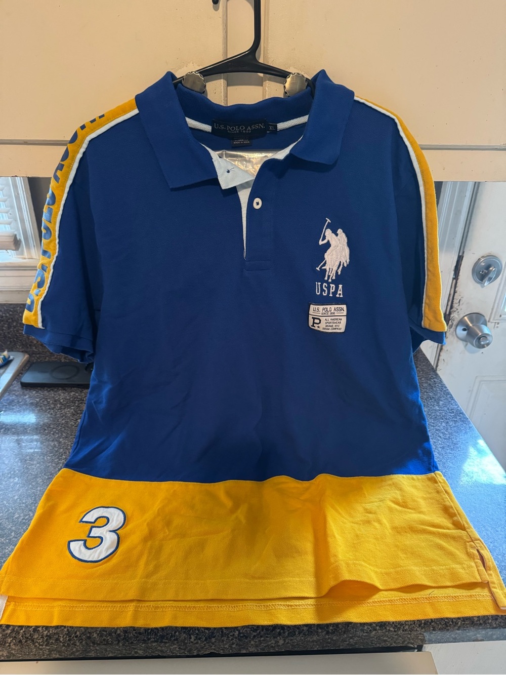 U.S. Polo Assn. Men’s XL Blue Yellow Colorblock Polo Shirt Big Logo #3